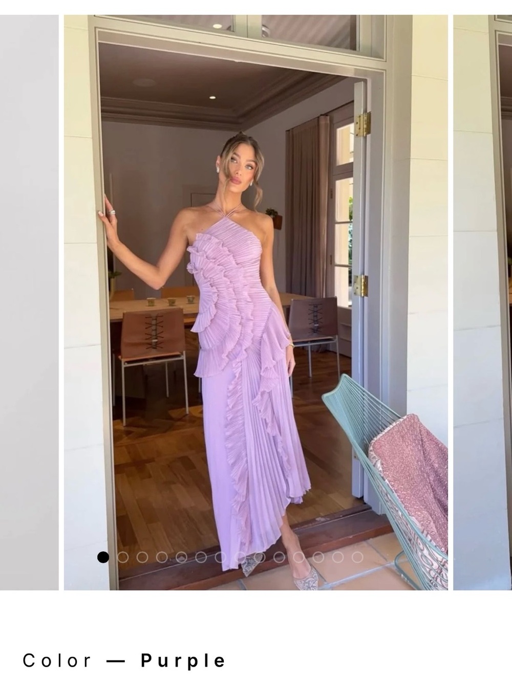 Purple One-Shoulder Ruffle Maxi Dress
